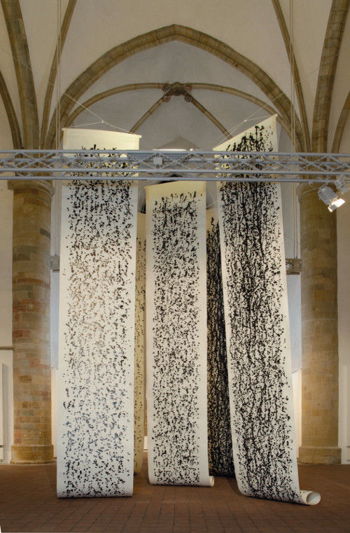 13 Schwarzer Regen 2006 Tusche auf Papier fuenfteilig je 1000x124cm